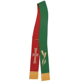 BLESSUME Cross Deacon Reversible Stole Church Cleric Stole (Red/Green)