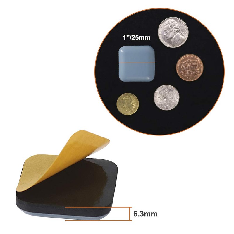 GINOYA Teflon Furniture Sliders, 20pcs 1inch Square Stick Furniture Glides