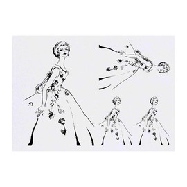 4 x '1940s Vintage Ballgown' Temporary Tattoos - Water Resistant, Skin-Safe, Non-Toxic Transfers, Mixed Sizes (TO00001764)