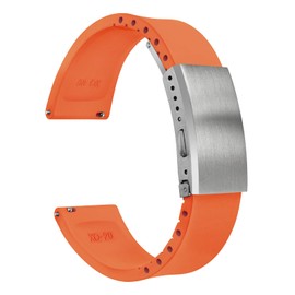 watchdives FKM Rubber Watch Strap, Cut to Size Fast Release Watch Band Soft Replacement Watchband with Milled Clasp for Men Women 18mm 19mm 20mm 21mm 22mm (Orange, 21mm)