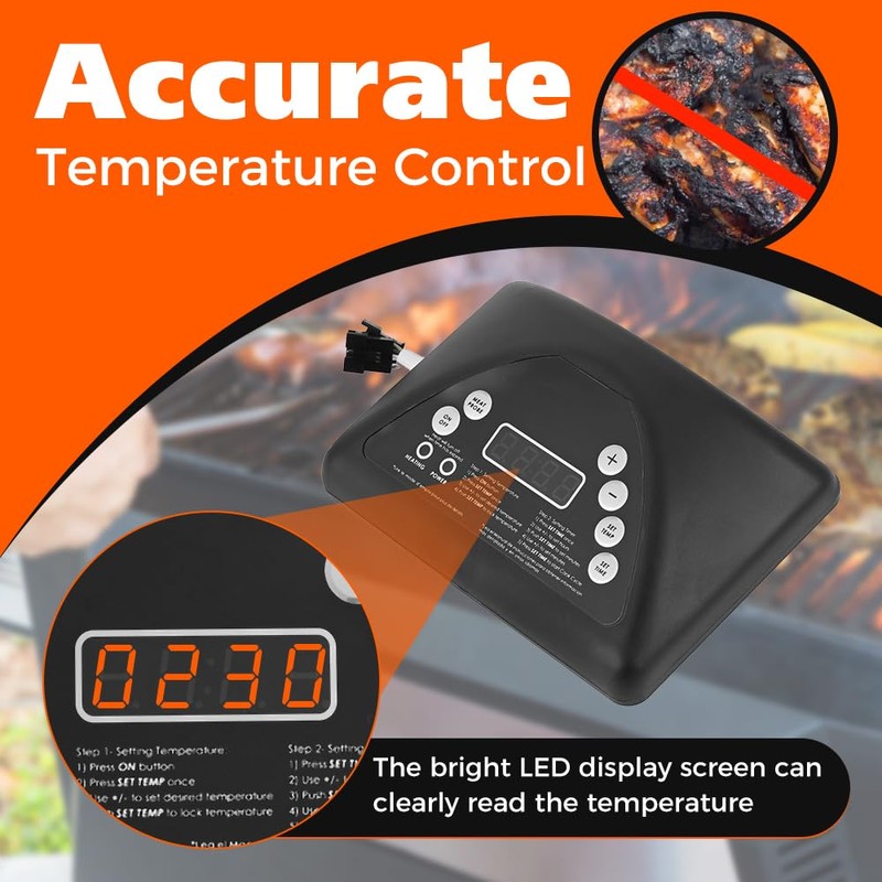 TEENGSE 9907100008 Smoker Thermostat Digital Control Panel Kit, Top Controller