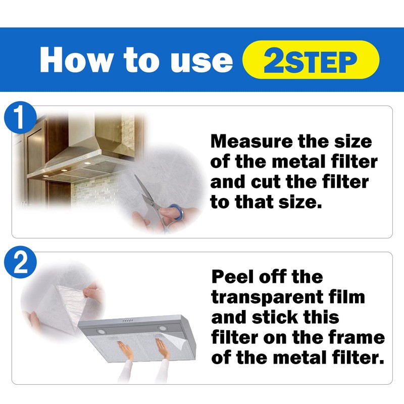 Easy Apply Range Hood Filter - Universal Size (141inches), Replaceable,