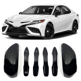 Side Door Mirror Cap Cover Trim + 4 Door Handle Cover Trims Smart Compatible With 2018 2019 2021 2022 2023 2024 2025 Toyota Camry Accessories Rearview Mirrors Caps Cover Overlay Glossy Black