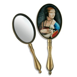 CARMANI - Schäbige schicke Frisierkommode Handspiegel mit Da Vinci 'Mona Lisa'