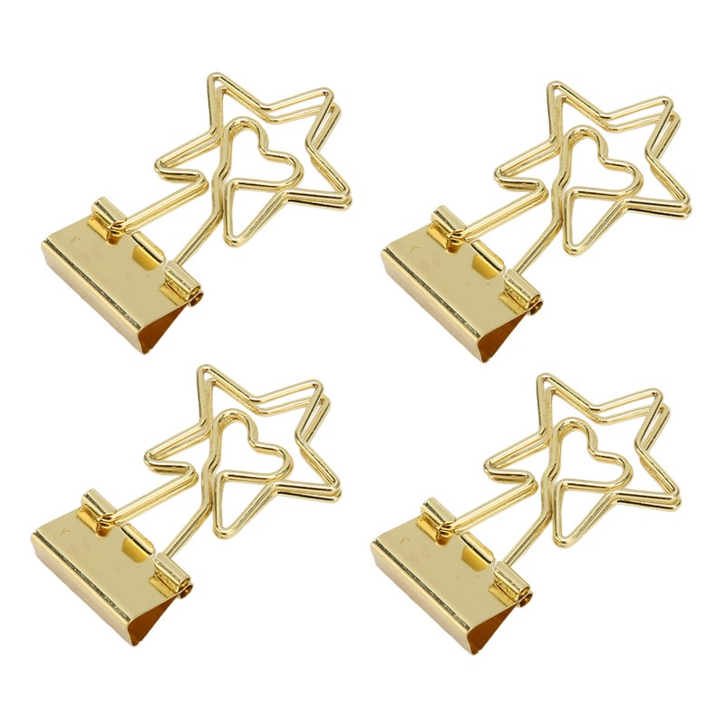 100 Pcs Binder Clips Star Shape Paper Clamps Hollow Long