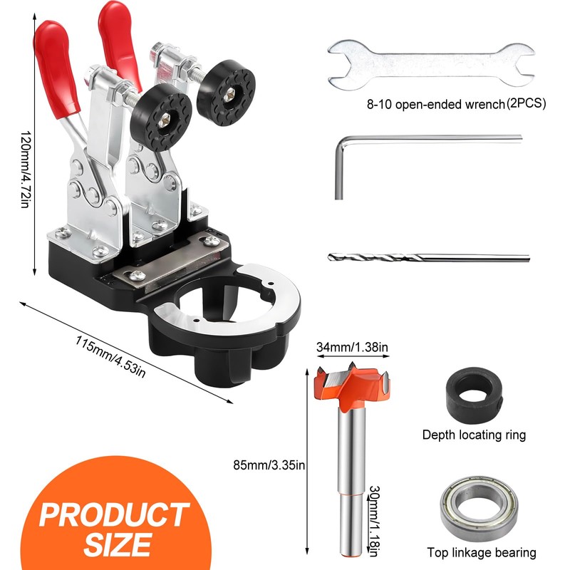 Jeinbuil 35 mm Drilling Template Concealed Hinge Gauge Including Forstner