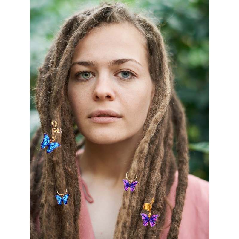 8PCS Butterfly Braids Hair Clips Butterfly Dreadlock Accessories Charms African