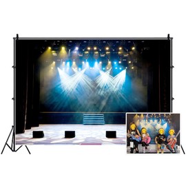 Leyiyi 10x6.5ft Luxury Stage Spotlight Backdrop Concert Live Plateform Banner Vintage Curtain Celebrity Background Drama Music Show Kids Birthday Adults Vlogger Portrait Studio Prop Vinyl Wallpaper