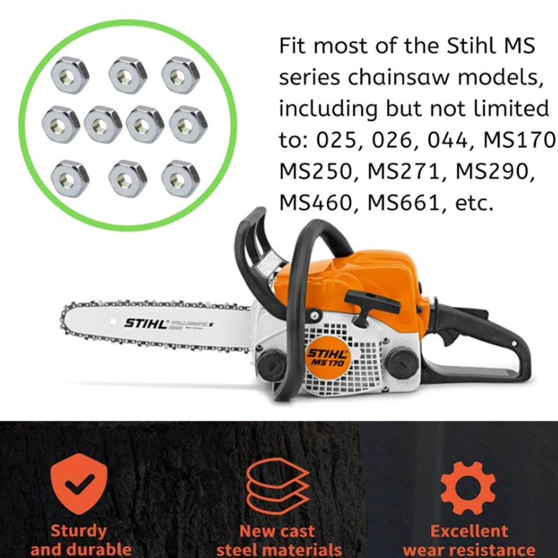 6pcs Chainsaw Bar Nuts for STIHL Sprocket Cover Bar Nut