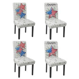4th of July Chair Covers Set of 4 Independence Day Flag Stars Patriotic Decor Stretch Parsons Chair Slipcovers for 4th of July Dining Room Decor Chairs Seat Protectors (American Flag Stars,4PCS)