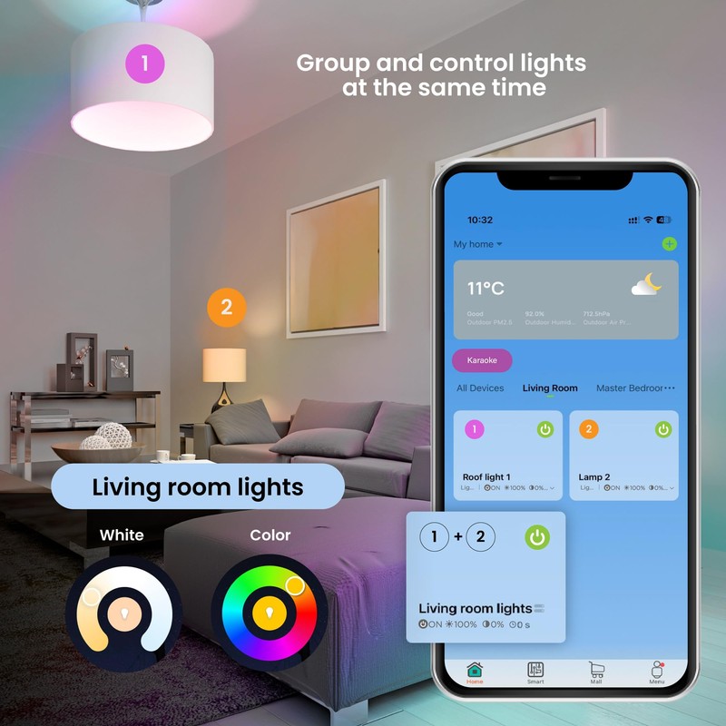 VTA+ Smart Light LED Bulb Kit x2 E27 RGB -