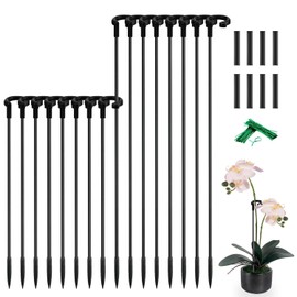 Orchid Sticks 17 inch &11 inch SupKing 16Pcs Plant Stakes with Clips for Support Small Short Plants,Garden Stakes Support Poles Rods Suit for Potted Plants Flowers Seedling (Black)
