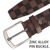 renwoxing Men's Leather Belt, 1.5 inch Checkered Pattern, Pin Buckle,