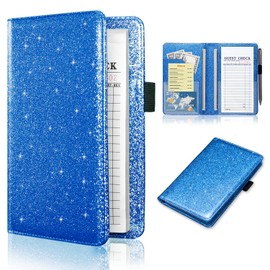 ACdream ACdream Server Books for Waitress, Guest Book Note Pad, Cute Pocket Leather Money Organizer Wallet, Cash Check Bill Receipt Holder Presenter, Waiter Accessories, Glitter Royal Blue