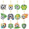 12 Pcs Soccer Diamond Art Keychains Kit for Decor and