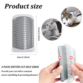 Shoyisenka 4 Pcs Cat Self Groomer Set, Soft Wall Corner Groomers & Massage Combs for Short & Long Fur Cats, Scratching Brush with Screws, Gentle Massager Toy for Kitten & Puppy Care