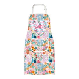 MYSOMY Aunt Apron With Pockets Nanny Aprons Aunt Themed Gift Boho Flower Gift Aunt Gift from Niece Nephew (Aunt Apron)