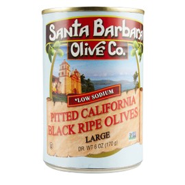Santa Barbara Large Black Olives 5.75oz tins, 6 pack