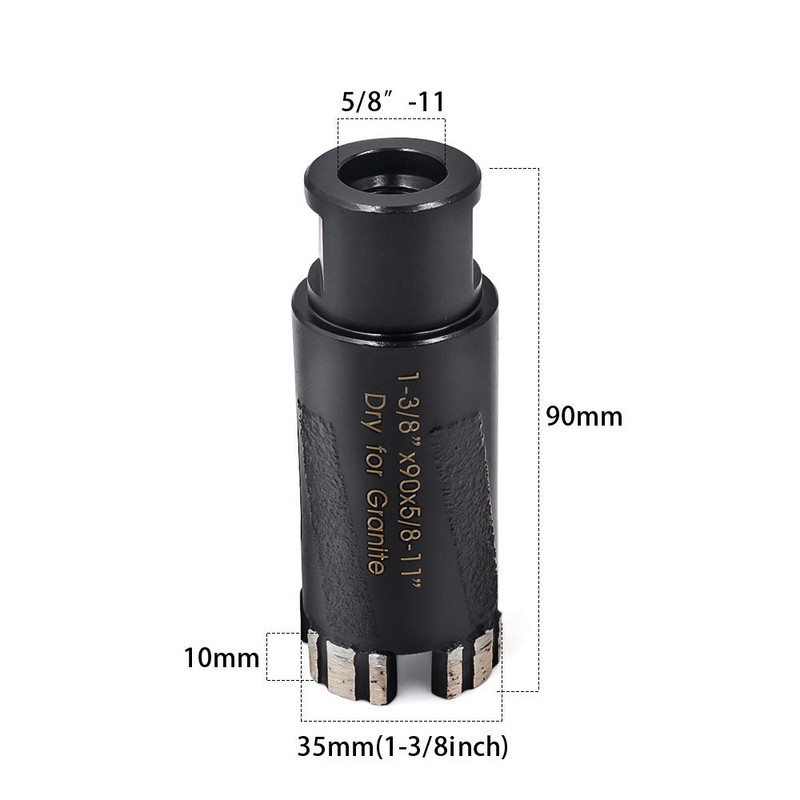 Ostek 2Pcs/ Box 1-3/8'' Dry Diamond Core Drill Bit,Granite Drill