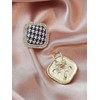 Statement Earrings for Women Vintage Checkered Black and White Rhinestone