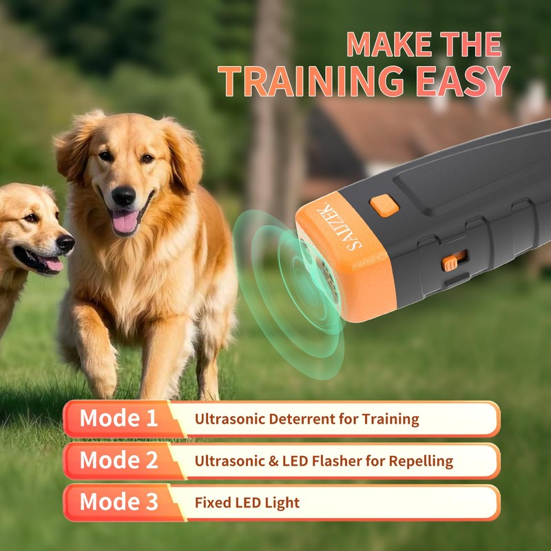 SAIJZEK. Ultrasonic Dog Trainer | Bark Deterrent Training Device |