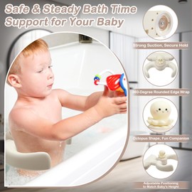 goodleben Baby Shower Stand, Adjustable Wall-Mounted Baby Shower Standing Support, Foldable Bath Stand for Infants 6–36 Months, Toddler Standing Assistance, Easy Install (Cute Octopus)