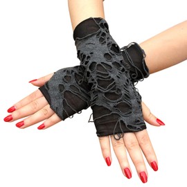 JYTDBCS Fingerless Gloves Punk Armcuffs Gothic Ripped Accessory