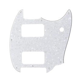 ROZILO White Pearl HH 9 Holes Round Corner Guitar Pickguard 2 Humbuckers Compatible for Squier Bullet Series Mustang Electric Guitar