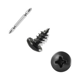 ANCHOREASE M4×12mm Wood Screw 400Pcs, Black Carbon Steel Self Tapping Screws, Truss Head Phillips Fast Self Tapping Screws