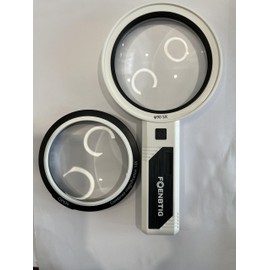 Handheld Magnifying Glass with LED Light, 5X and 10X Combined Magnification, Large Lens (10.0)