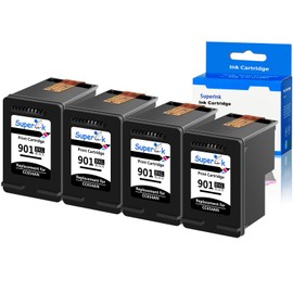 SuperInk 4 Pack Remanufactured High Yield Black Ink Cartridge Compatible for HP 901XL & HP 901 High Yield CZ722FN CC654AN use in Officejet 4500 G510a J4524 J4540 J4550 J4680 J4640 J4660 Printer