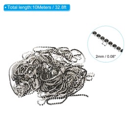 PATIKIL 90 Yards Crystal Rhinestone Closing Chain Trimming 1 Roll 2 mm Trimming Claw Chain Cord for Crafts Jewellery Crafts Sewing Black