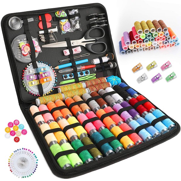 MAISITOO Sewing Kit with 230 Pieces Sewing Accessories, 38 XL Thread Reels Included, Sewing Kit with PU Case, Sewing Complete Sewing Kit for Beginners, Travelers