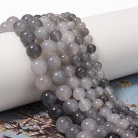 HAAMIIQII 45pcs 8mm Natural Cloudy Quartz Crystal Beads Round Loose Gemstone Beads for Jewelry Making DIY Bracelet Necklace