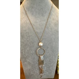 Plunder Design Fashion Trendy Jewelry Lauren Gold Link Pearl Pendant Necklace