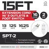 Iron Forge Cable 15 ft 3 Outlet White Extension Cord