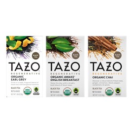 TAZO Tea Bags, Regenerative Organic: Chai Black Tea, Awake English Breakfast Black Tea, & Earl Grey Tea 16 CT (1ea) (Variety Pack)