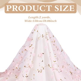 CRAFTYMELODY 2 Yards Flower Embroidery Mesh Lace Fabric Polyester Soft Tulle Fabric Clothing Accessories for Sewing DIY Bridal Veils Dress Custom Clothes Party Dress Home Decoration