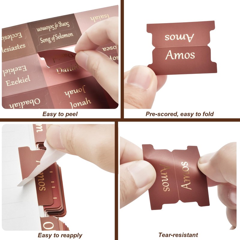 Gold Foil Earthy Brown Bible Tabs for Women/Men/Kids, 100 Laminated