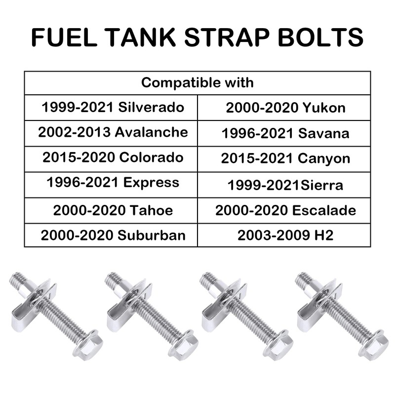 Fuel Tank Strap Bolts, 304 Stainless Steel Tank Strap Hardware