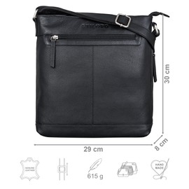 STILORD 'Henrike' Schultertasche Damen Leder im Hochformat Kleine Ledertasche Vintage Umhängetasche mittelgroß Crossbody Bag Leder, Farbe:schwarz