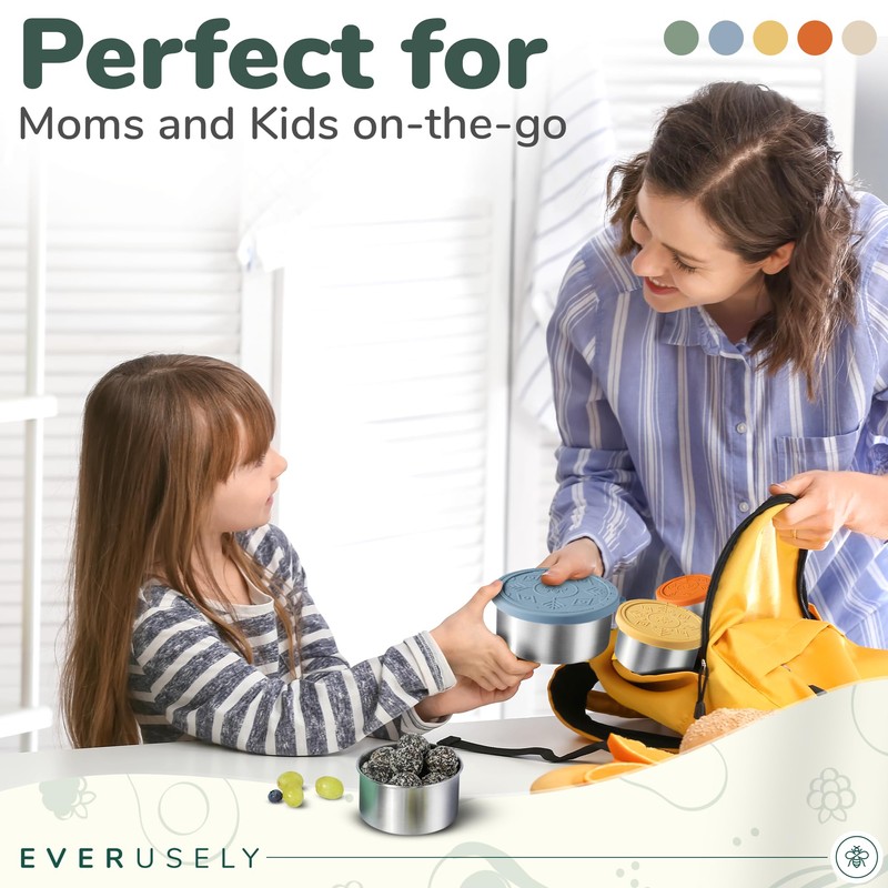 Everusely - Stainless Steel Containers with Lids - Set of
