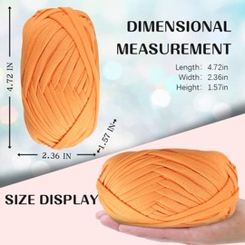 4 Pieces Beginner T-Shirt Yarn, Elastic Fabric, Crochet Cloth Yarn for DIY Knitting, Spaghetti Yarn, Thick Knitting Yarn for Hand DIY Bag, Blanket, Cushion, Crochet Projects, Home Decor (Orange)