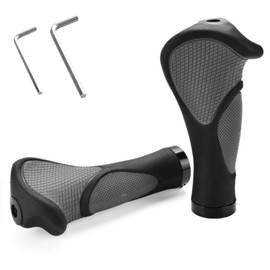 TRIWONDER Bike Handlebar Grips with Horns, 2pcs Non Slip Mountain Bicycle Handlebar MTB BMX Road Bike End Grips Soft Rubber Ergonomic Design (Black - 141mm)