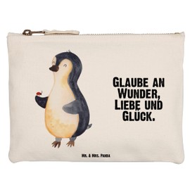 Parent-New Mr. & Mrs. Panda S Makeup Bag Penguin Ladybird, White, Hand drawn