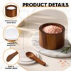 Singhoow 2 Pcs Acacia Wood Salt Cellar with Marble Lid