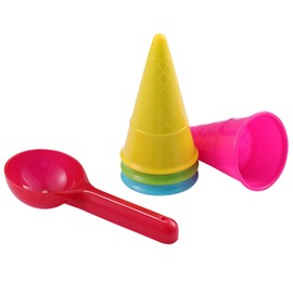 Kisangel 10pcs Outdoor Beach Toys Plastic Ice Cream Cones Scoop Set Kids Sand Mold Toys Seaside Play Sand Toys for Children Toddlers ( Random Color )