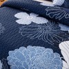 Floral Quilt Set California King Size Navy Blue Boho Bedspread