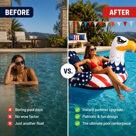 Inflatable Eagle Pool Float for Adults – Patriotic American Flag Swim Ring for 4th of July Pool Parties