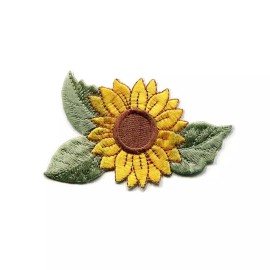 Patchwork Paradise Yellow Sunflower Floral Embroidered Applique Iron On Patch for Clothing